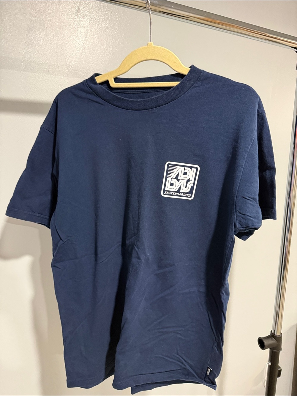 adidas Navy Short-Sleeve Graphic Tee with White Logo